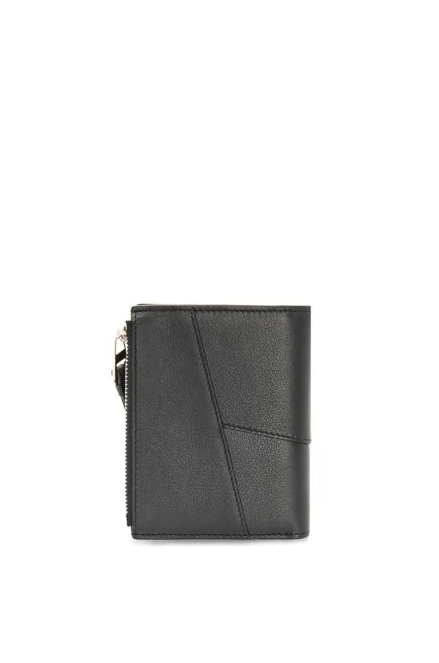 Loewe Puzzle Slim Compact Wallet In Classic Calfskin Black Men Wallets