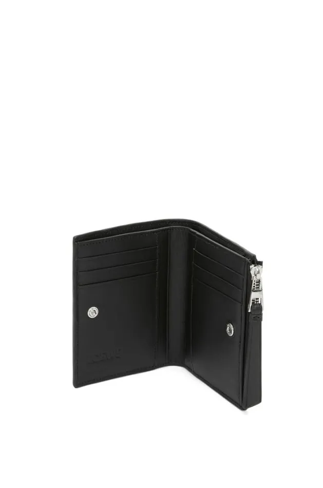 Loewe Puzzle Slim Compact Wallet In Silk Calfskin Bottle Green Men Wallets