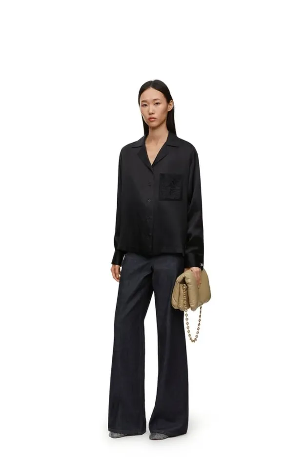 Loewe Pyjama Blouse In Silk Black Women Blouses and Tops