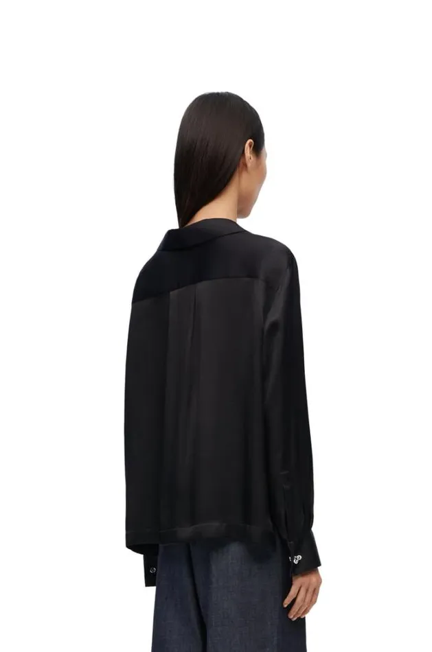 Loewe Pyjama Blouse In Silk Black Women Blouses and Tops