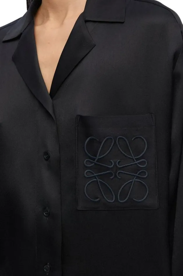 Loewe Pyjama Blouse In Silk Black Women Blouses and Tops