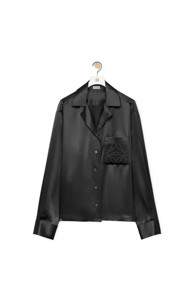 Loewe Pyjama Blouse In Silk Black Women Blouses and Tops