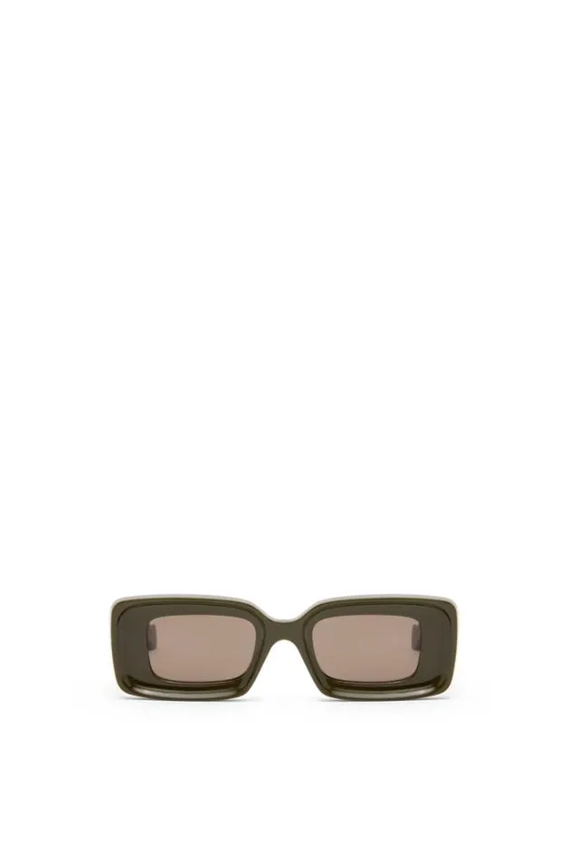 Loewe Rectangular Sunglasses In Acetate Solid Khaki Green Women Sunglasses