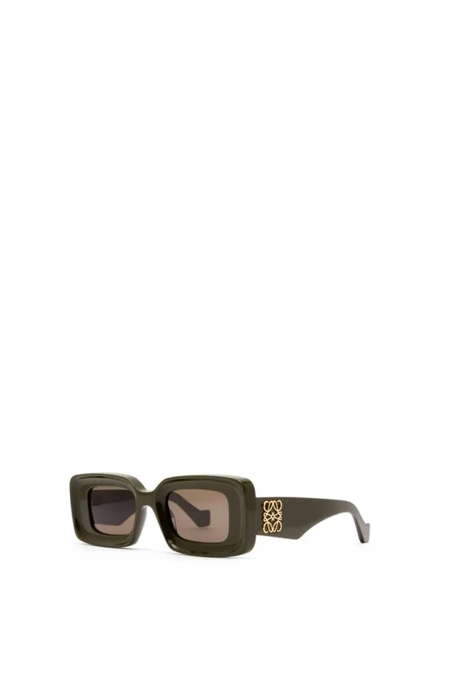 Loewe Rectangular Sunglasses In Acetate Solid Khaki Green Women Sunglasses