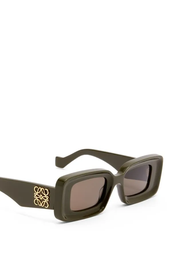 Loewe Rectangular Sunglasses In Acetate Solid Khaki Green Women Sunglasses