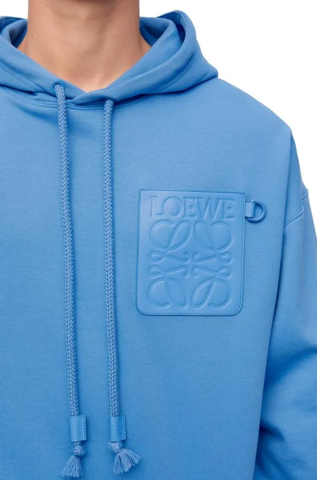 Loewe Relaxed Fit Hoodie In Cotton Riviera Blue Men Sweatshirts