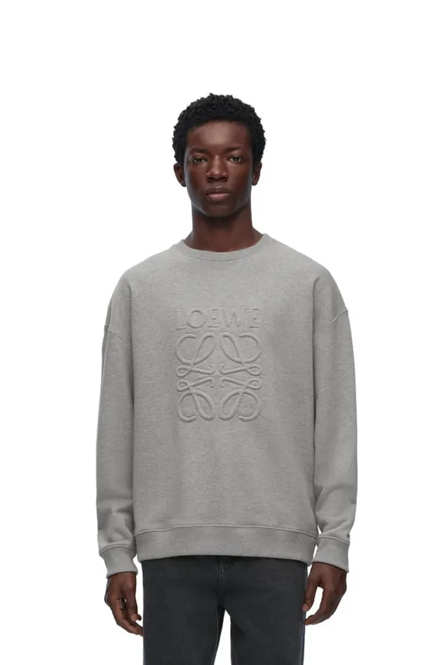 Loewe Relaxed Fit Sweatshirt In Cotton Grey Melange Men Sweatshirts