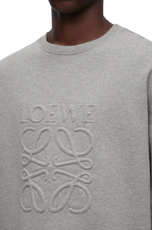 Loewe Relaxed Fit Sweatshirt In Cotton Grey Melange Men Sweatshirts
