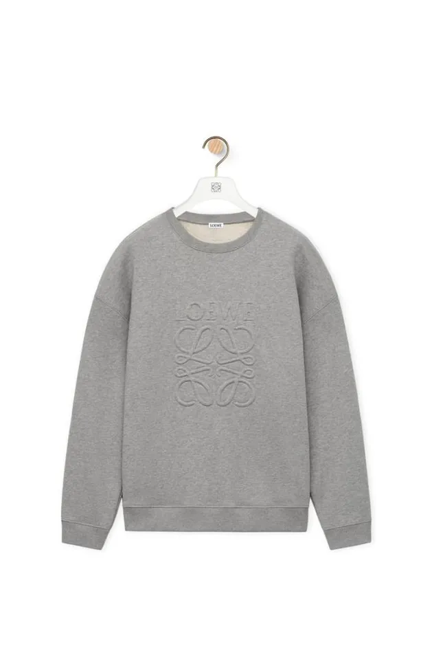 Loewe Relaxed Fit Sweatshirt In Cotton Grey Melange Men Sweatshirts