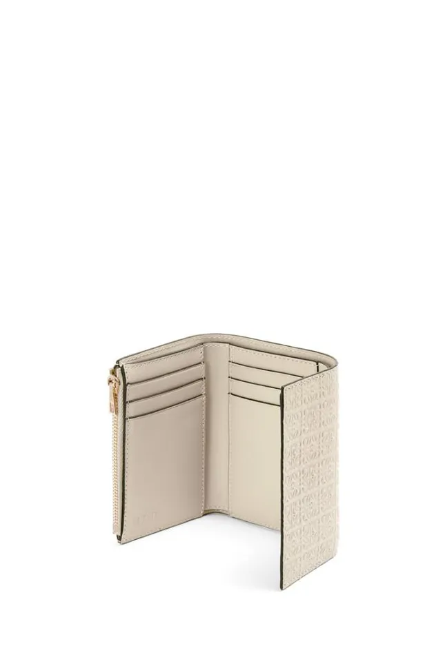 Loewe Repeat Small Vertical Wallet In Embossed Silk Calfskin Light Oat Women Small Wallets