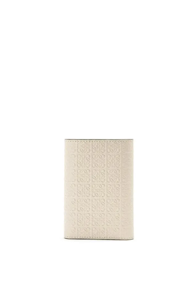 Loewe Repeat Small Vertical Wallet In Embossed Silk Calfskin Light Oat Women Small Wallets