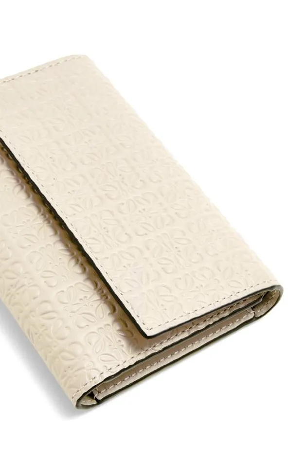 Loewe Repeat Small Vertical Wallet In Embossed Silk Calfskin Light Oat Women Small Wallets