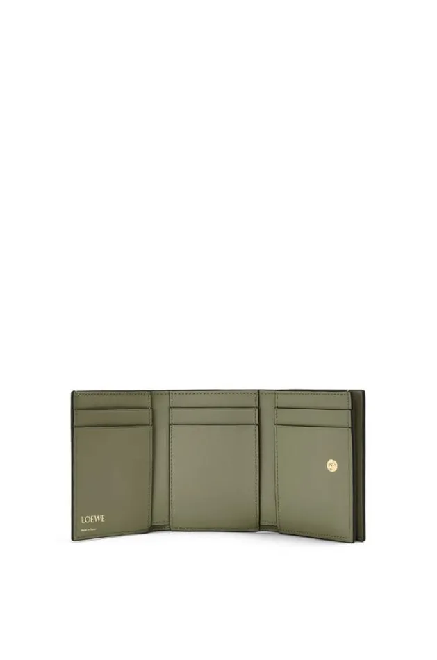 Loewe Repeat Trifold Wallet In Embossed Silk Calfskin Avocado Green Women Small Wallets