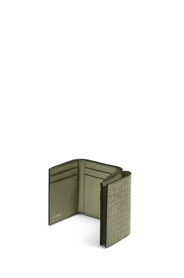 Loewe Repeat Trifold Wallet In Embossed Silk Calfskin Avocado Green Women Small Wallets