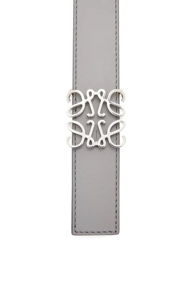 Loewe Reversible Anagram Belt In Smooth Calfskin Pearl Greyclay Greenpalladiu Women Belts