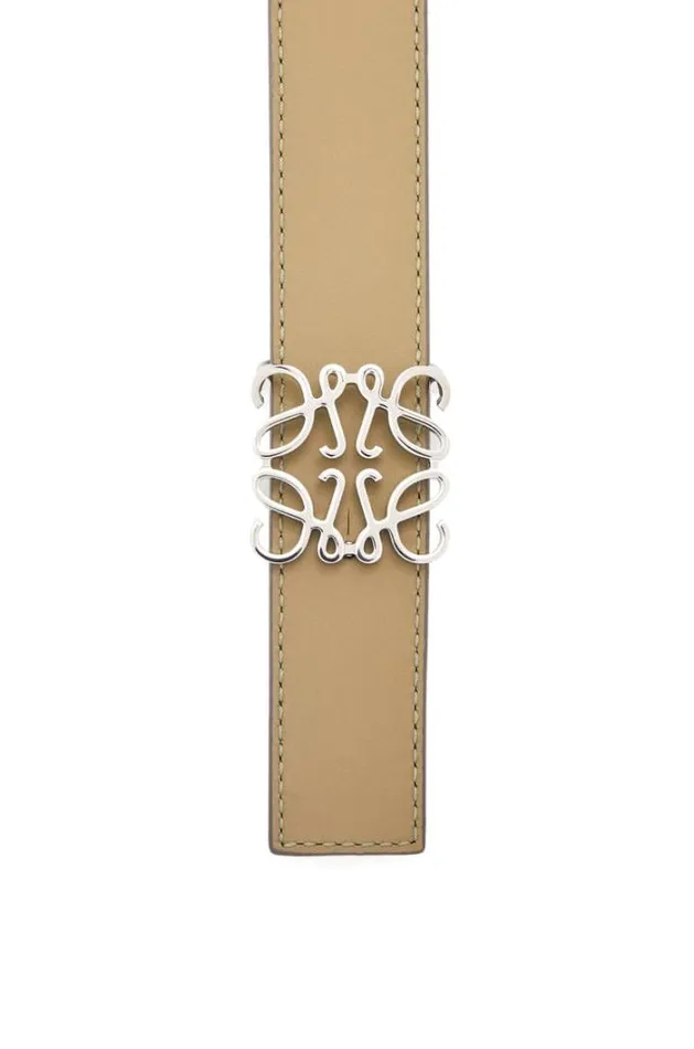 Loewe Reversible Anagram Belt In Smooth Calfskin Pearl Greyclay Greenpalladiu Women Belts