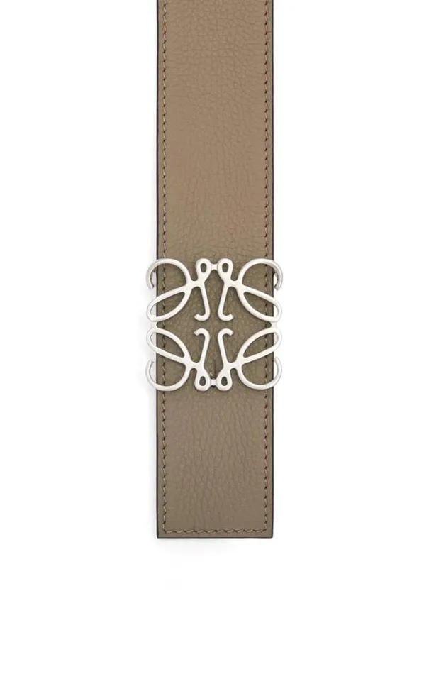 Loewe Reversible Anagram Belt In Soft Grained Calfskin And Smooth Calfskin Laurel Greenlemonpalladium Men Belts