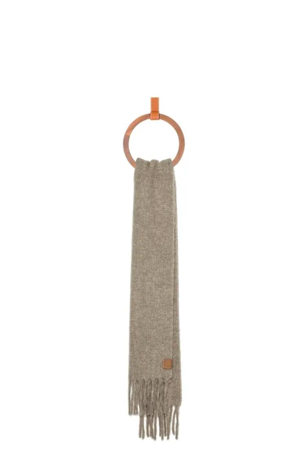 Loewe Scarf In Alpaca And Mohair Khaki Green Women Scarves
