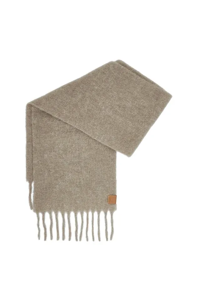 Loewe Scarf In Alpaca And Mohair Khaki Green Women Scarves