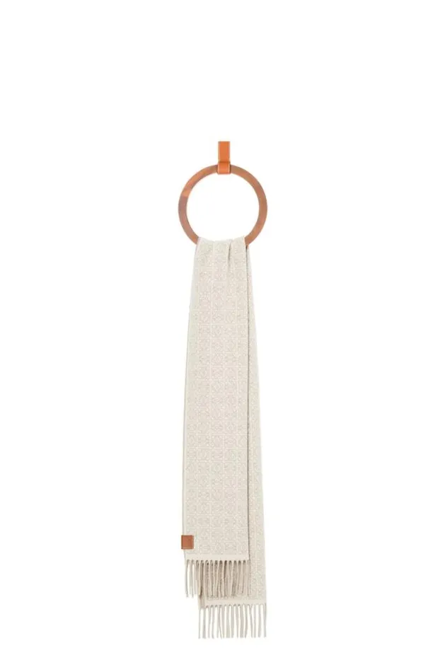 Loewe Scarf In Cashmere Beigebrown Women Scarves