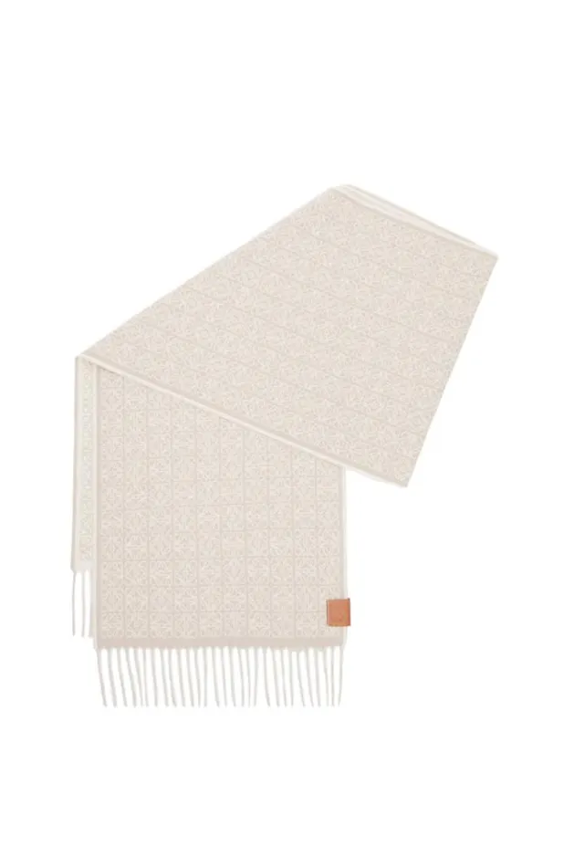 Loewe Scarf In Cashmere Beigebrown Women Scarves
