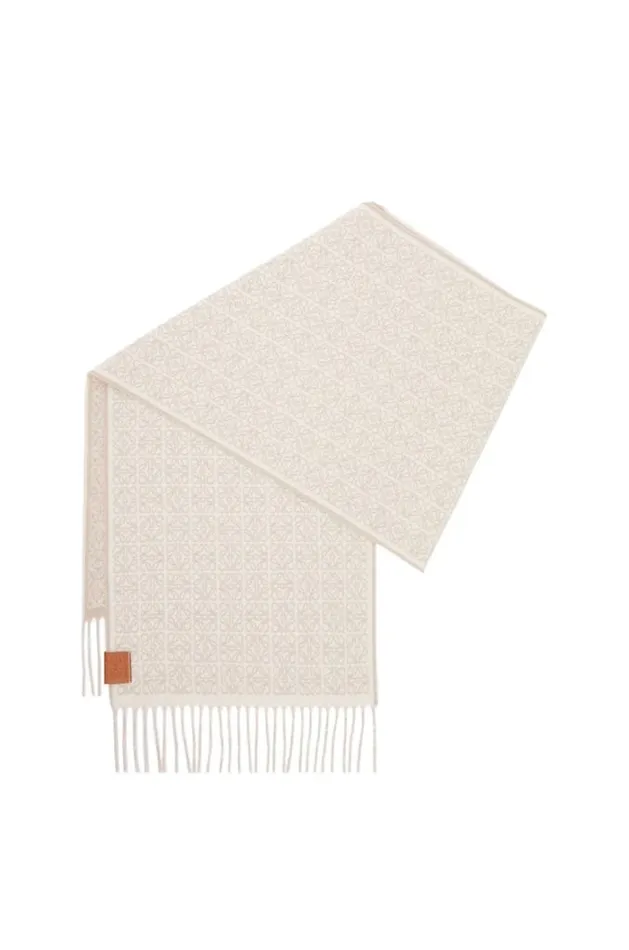 Loewe Scarf In Cashmere Beigebrown Women Scarves