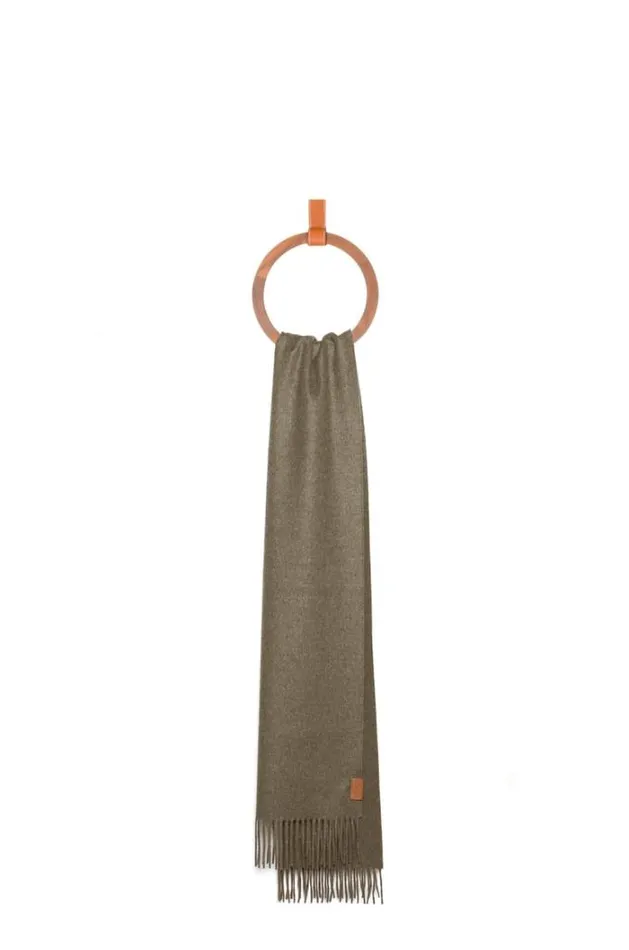 Loewe Scarf In Cashmere Green Women Scarves