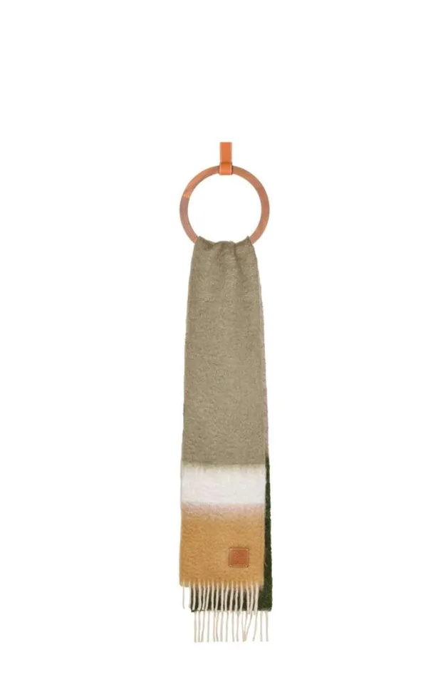 Loewe Scarf In Mohair And Wool Avocado Greenmulticolor Women Scarves