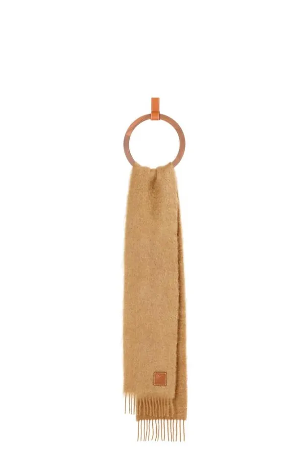 Loewe Scarf In Mohair And Wool Camel Men Scarves