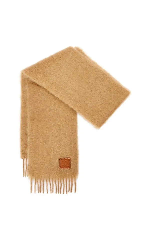 Loewe Scarf In Mohair And Wool Camel Men Scarves