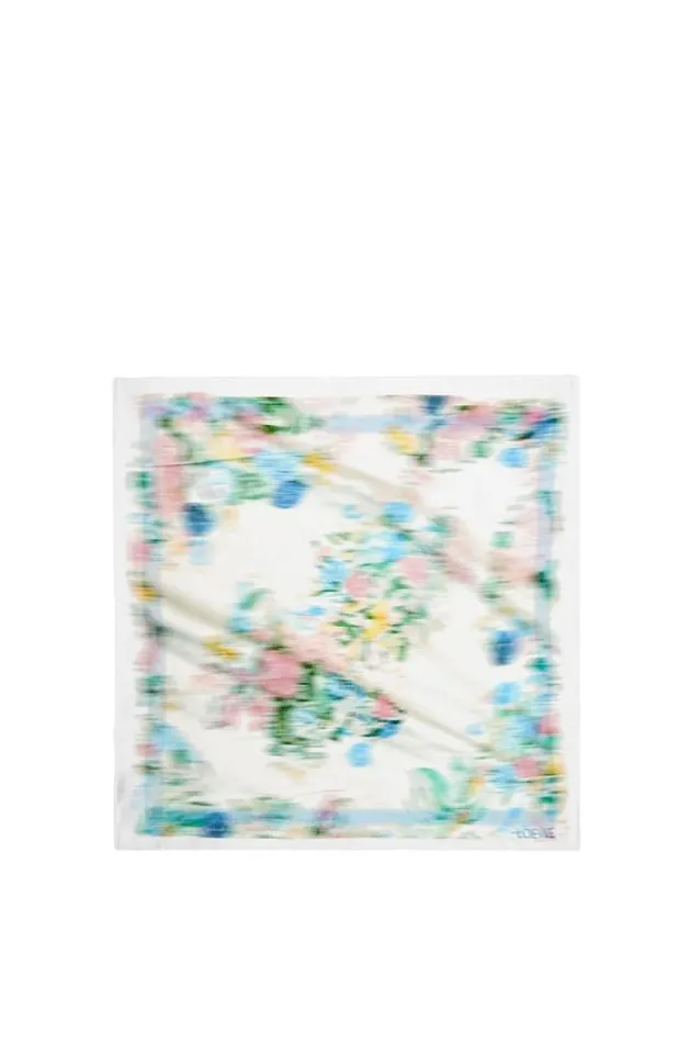 Loewe Scarf In Silk Whitemulticolor Women Scarves