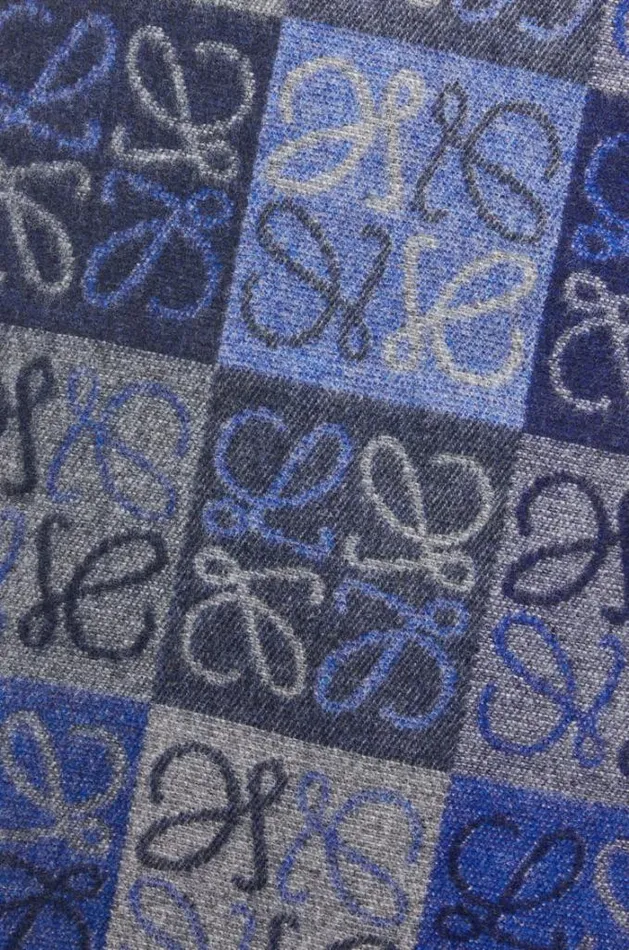 Loewe Scarf In Wool And Cashmere Blue Women Scarves