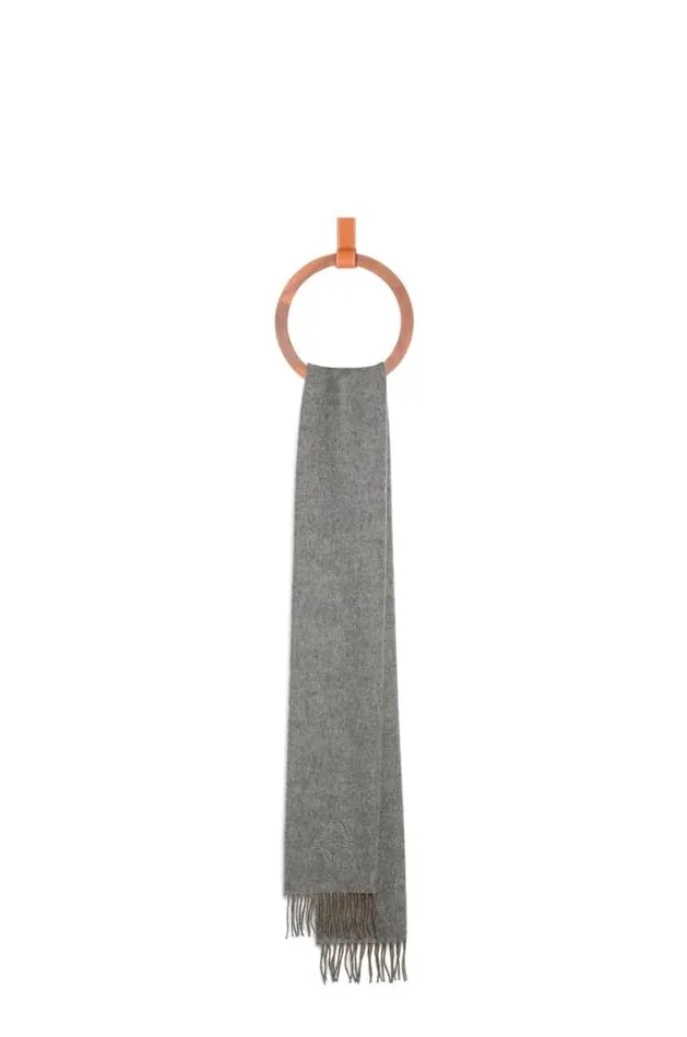 Loewe Scarf In Wool And Cashmere Browngrey Men Scarves