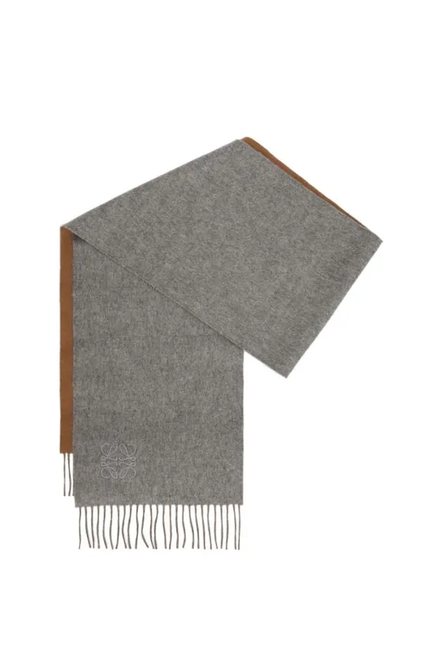 Loewe Scarf In Wool And Cashmere Browngrey Men Scarves
