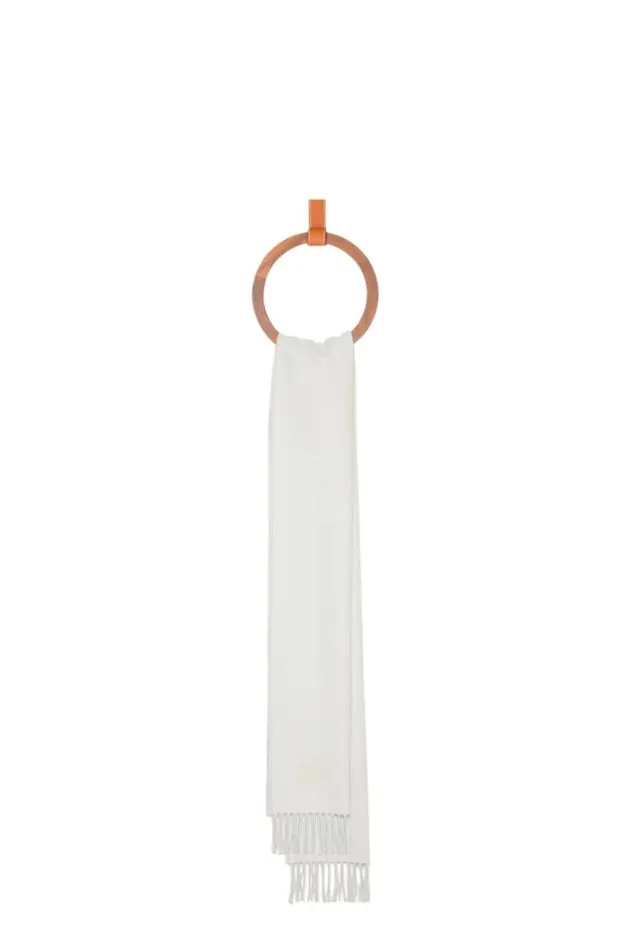 Loewe Scarf In Wool And Cashmere Light Bluewhite Women Scarves
