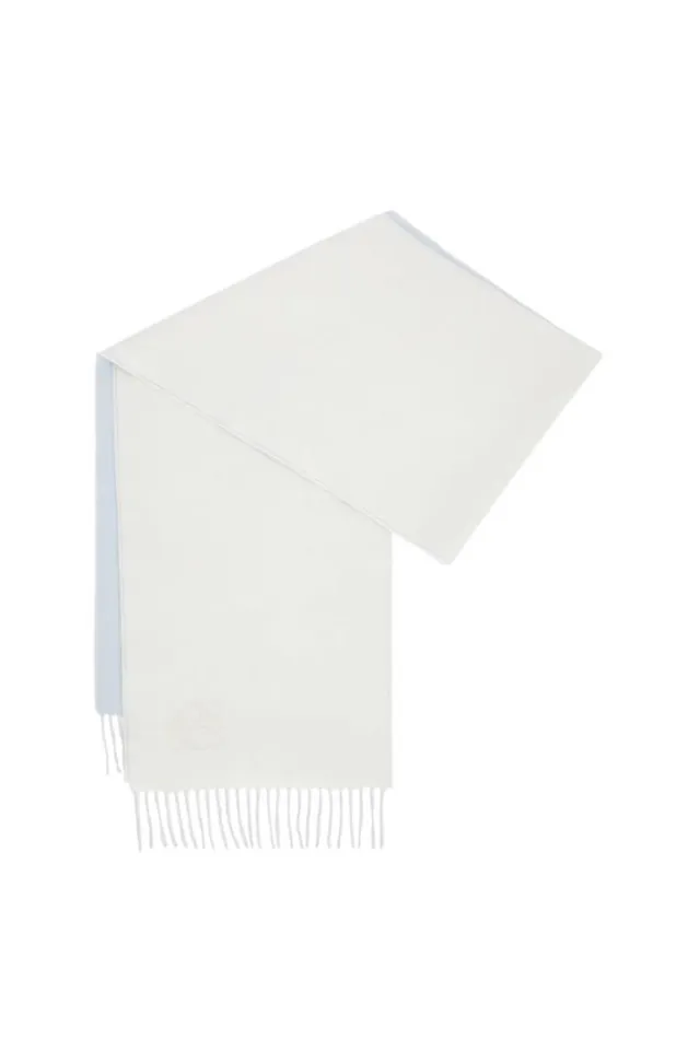 Loewe Scarf In Wool And Cashmere Light Bluewhite Women Scarves