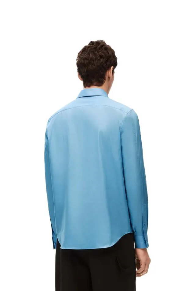 Loewe Shirt In Cotton Ash Blue Men Shirts