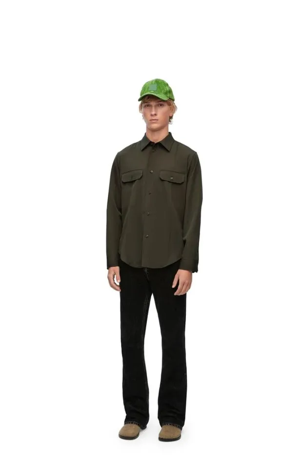 Loewe Shirt In Wool Vintage Khaki Men Shirts