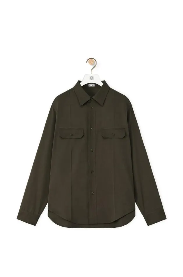 Loewe Shirt In Wool Vintage Khaki Men Shirts