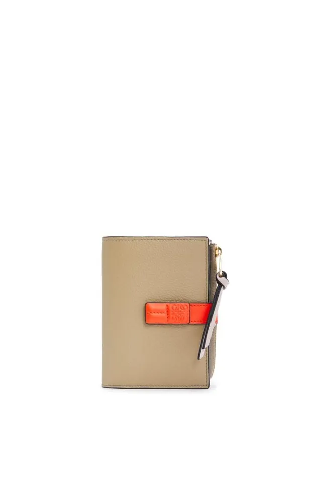 Loewe Slim Zip Bifold Wallet In Soft Grained Calfskin Clay Greenvivid Orange Women Small Wallets Loewe Slim Zip Bifold Wallet In Soft Grained Calfskin Clay Greenvivid Orange Women Small Wallets