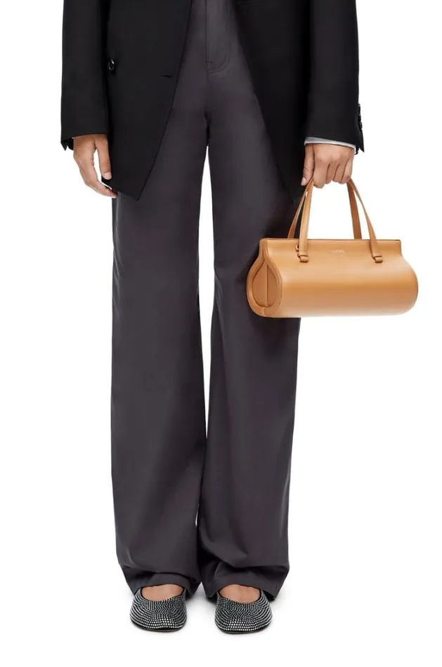 Loewe Small Clasp Bag In Silk Calfskin Warm Desert Women Tote and Top Handle Bags