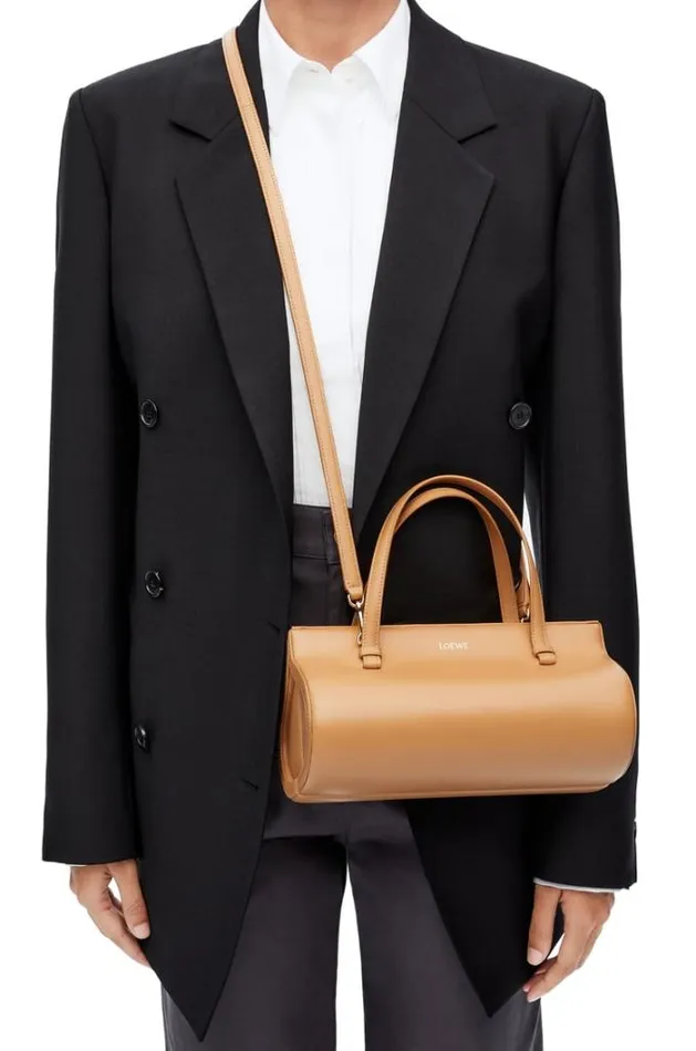 Loewe Small Clasp Bag In Silk Calfskin Warm Desert Women Tote and Top Handle Bags