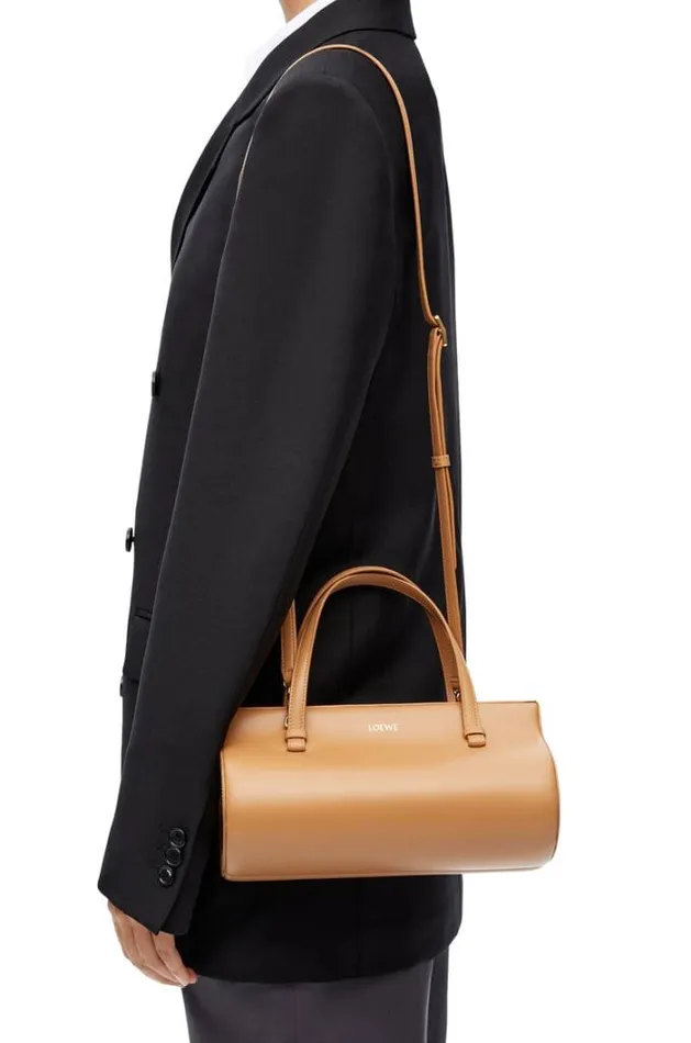 Loewe Small Clasp Bag In Silk Calfskin Warm Desert Women Tote and Top Handle Bags