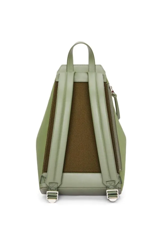 Loewe Small Convertible Backpack In Nylon And Calfskin Khaki Green Men Backpacks