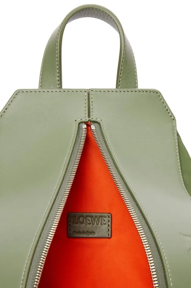 Loewe Small Convertible Backpack In Nylon And Calfskin Khaki Green Men Backpacks