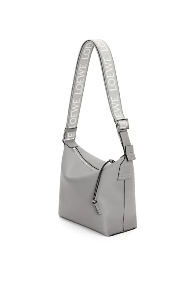 Loewe Small Cubi Crossbody Bag In Supple Smooth Calfskin And Jacquard Asphalt Grey Men Messenger Bags