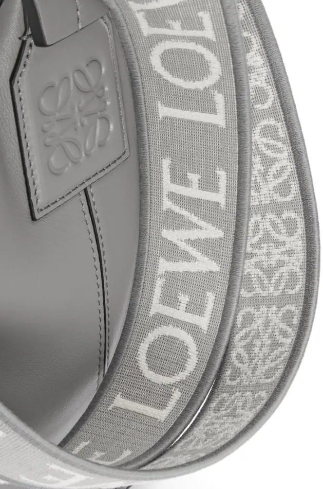 Loewe Small Cubi Crossbody Bag In Supple Smooth Calfskin And Jacquard Asphalt Grey Men Messenger Bags