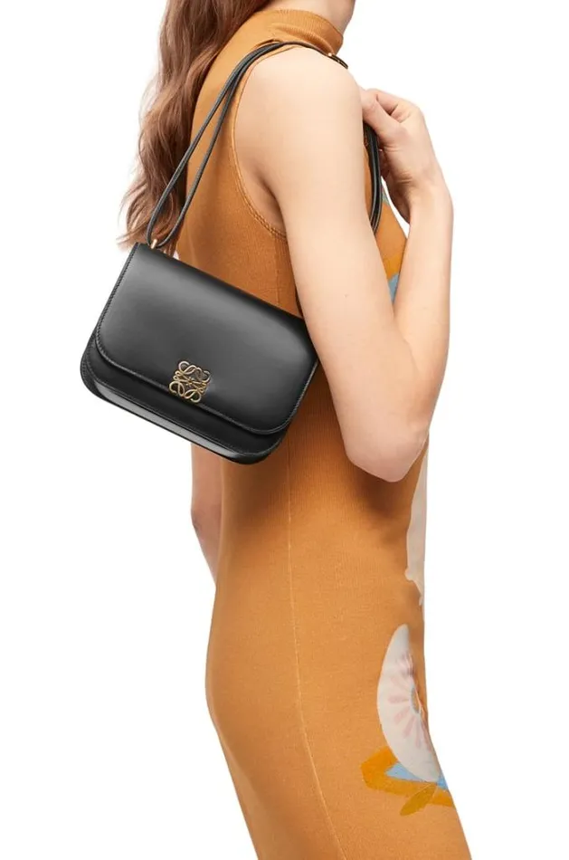 Loewe Small Goya Bag In Silk Calfskin Black Women Shoulder Bags