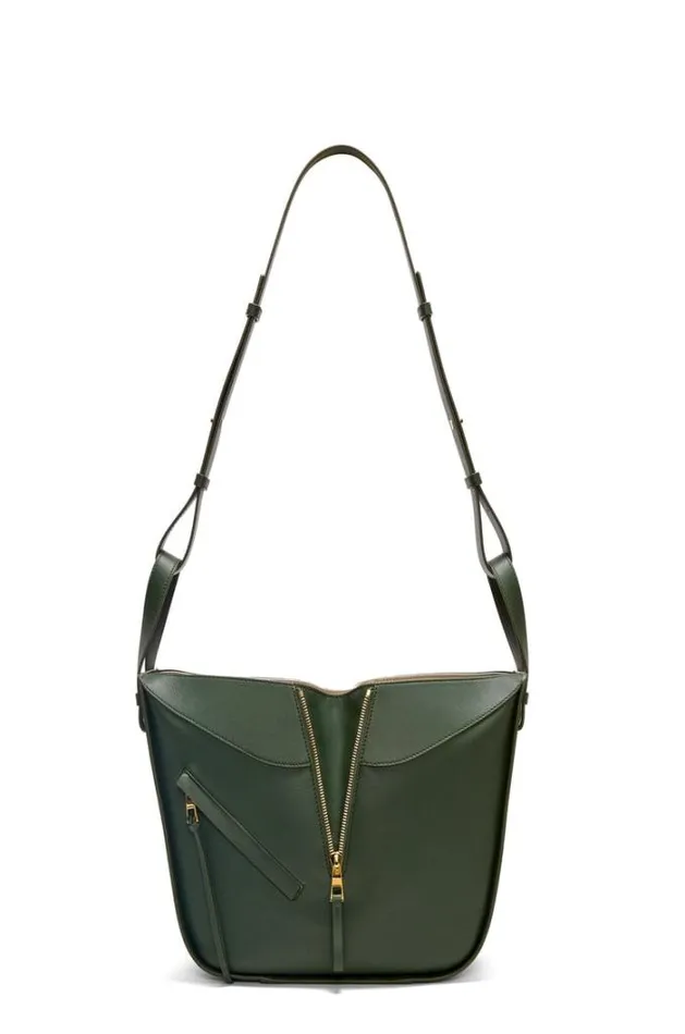 Loewe Small Hammock Bag In Classic Calfskin Bottle Green Women Shoulder Bags