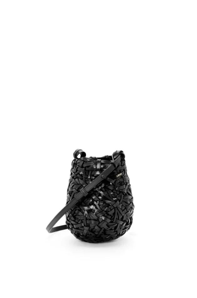 Loewe Small Nest Basket Bag In Calfskin Black Women Crossbody Bags